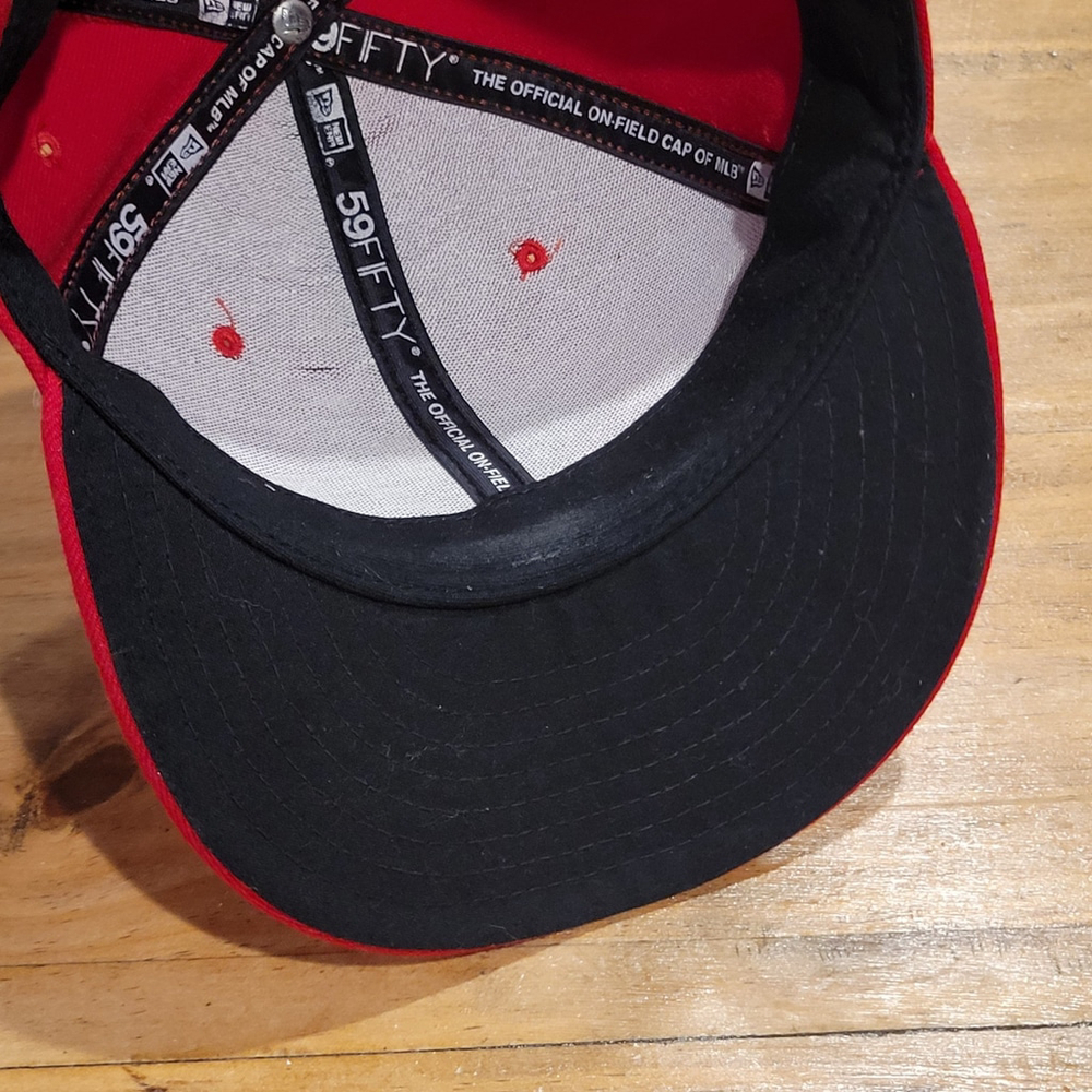 Washington Nationals Hat New Era Size 7 1/4 59Fifty Fitted Made USA Red On Field - Picture 6 of 11